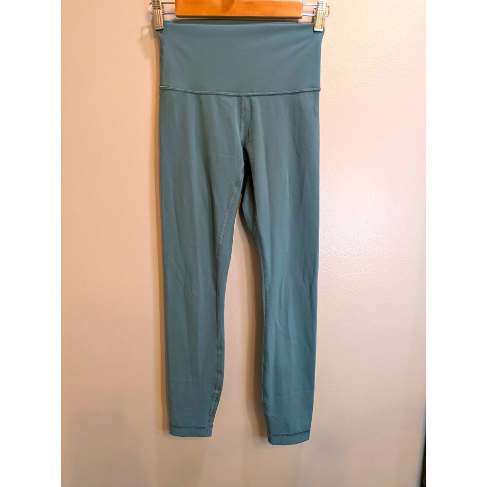 lululemon Align High Rise Ankle Yoga Leggings Green Solid Stretch Size 4